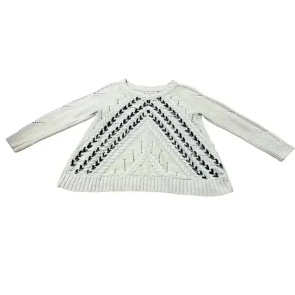 Knitted & Knotted Ribboned Cables Sweater Medium Cable Knit Ribbon Anthropologie - Picture 2 of 11